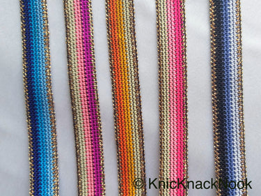 Black, Blue, White And Bronze Thread Lace Trim